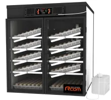 Industrial incubators for up to 840 eggs such as Rcom Maru MX1000 series